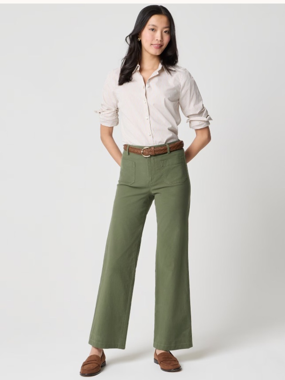 J. Crew Factory Lizzie wide-leg pant - Distressed Fatigue -Olive Green